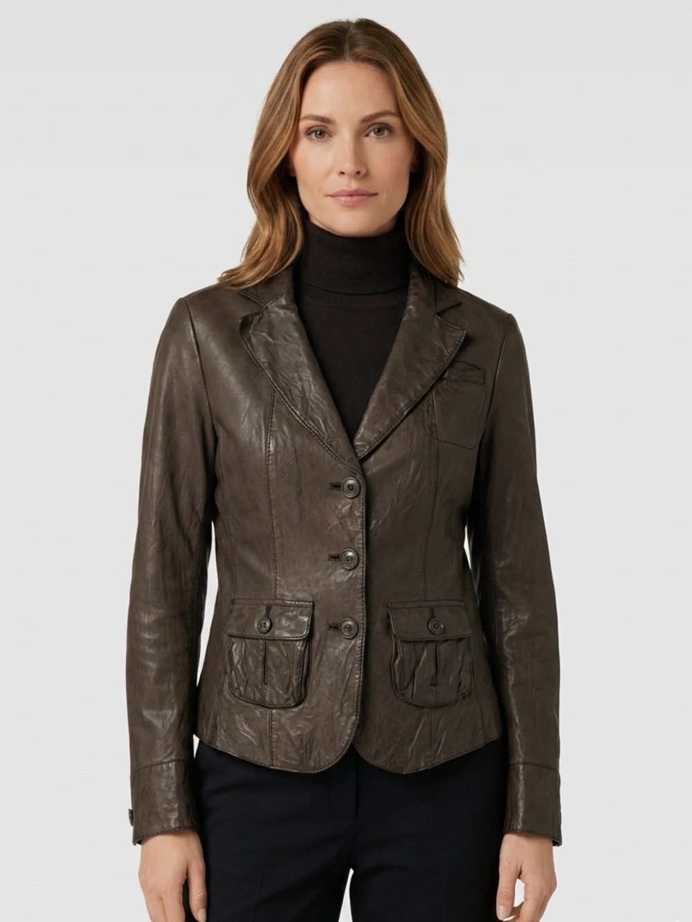 MARC CAIN VINTAGE | Brown Leather Jacket Size N1/XS
